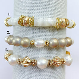 Fresh Water Pearls & Gold Accented Bracelets