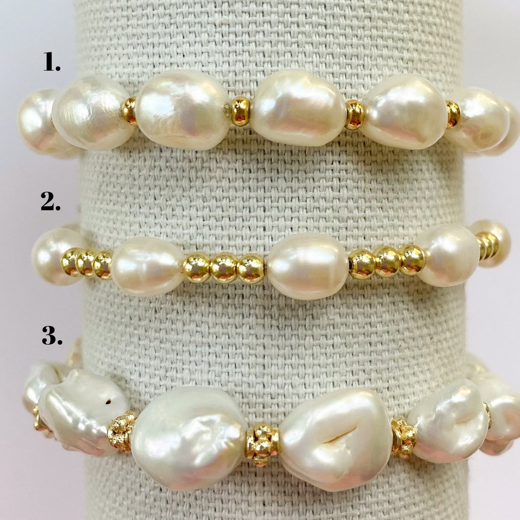 Fresh Water Pearls & Gold Accented Bracelets - 2